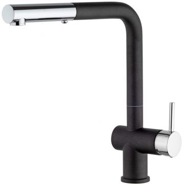 Смеситель для кухни Paini (Паини) Cox с выдвижной лейкой HD44566CR1KM Metallic Black