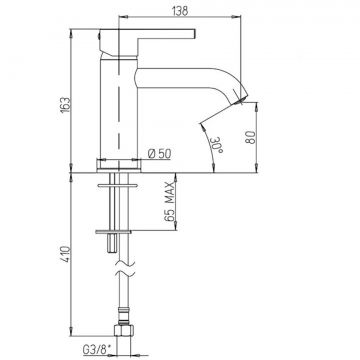Смеситель для раковины Paini (Паини) Brera без донного клапана 74PZ205O черный брашированный