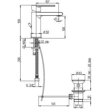Смеситель для раковины Paini (Паини) Ghibli с донным клапаном 44CR211KM хром