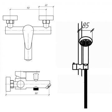 Смеситель для ванны Paini (Паини) Verona с аксессуаром 99PW105 брашированный никель
