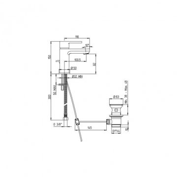 Смеситель для раковины Paini (Паини) Arena с донным клапаном 92CR211FTKM хром