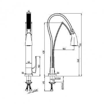 Смеситель для кухни Paini Hybrid механический  HKCR557BYTKKM хром
