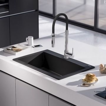 Смеситель для кухни Paini (Паини) Cox гибкий излив 78CR557YOSPEKM черный,хром