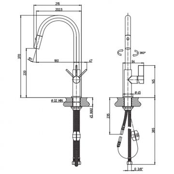 Смеситель для кухни Paini (Паини) Cox выдвижной излив 78CR591SAKM хром