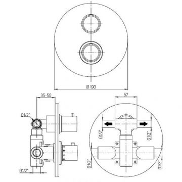Смеситель для ванны Paini (Паини) Cox встраиваемый с термостатом 78CR691TH хром