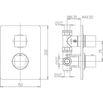 Смеситель для душа Paini (Паини) Dax встраиваемый с термостатом 84CR690TH хром