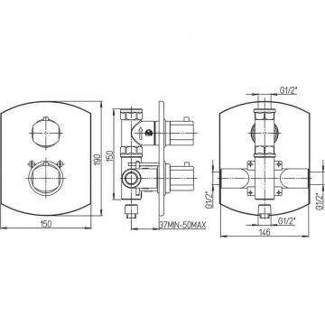 Смеситель для душа Paini (Паини) Ovo встраиваемый с термостатом 86CR690TH хром