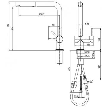 Смеситель для кухни Paini (Паини) Cucina выдвижной излив HDCR566KM хром