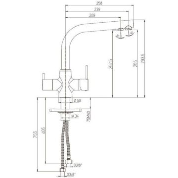 Смеситель для кухни Paini (Паини) Arena на 3 воды 92CR6433VEB90DAKM хром