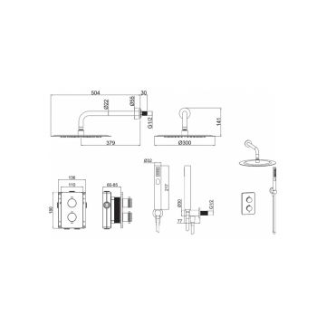 Встраиваемая душевая система Allen Brau (Аллен Брау) Priority 5.31013-BN со смесителем и термостатом, брашированный никель