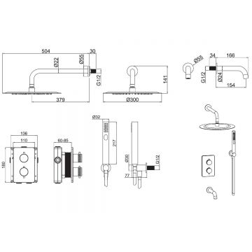 Встраиваемая душевая система Allen Brau (Аллен Брау) Priority 5.31014-BN с термостатом и изливом, с внутренней частью, брашированный никель