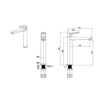 Смеситель для раковины Allen Brau (Аллен Брау) Eclipse 5.E1002-31 с донным клапаном,черный матовый