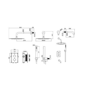 Встраиваемая душевая система Allen Brau (Аллен Брау) Priority 5.31014-00 со смесителем и термостатом, хром