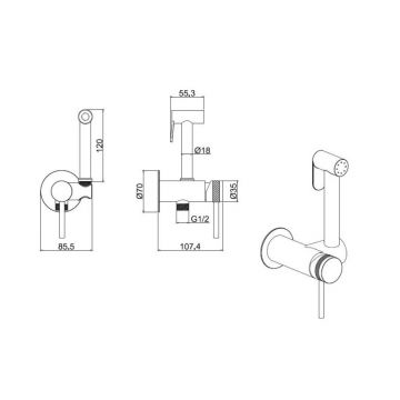 Гигиенический душ Allen Brau (Аллен Брау) Priority 5.31A29-00 со смесителем, с внутренней частью, хром