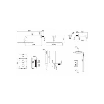 Встраиваемая душевая система Allen Brau (Аллен Брау) Priority 5.31014-31 со смесителем и термостатом, черный