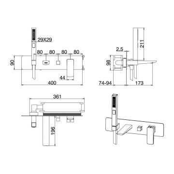 Смеситель для ванны и душа Allen Brau (Аллен Брау) Infinity 5.21007-00 с внутренней частью, хром