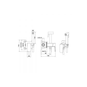 Гигиенический душ Allen Brau (Аллен Брау) Infinity 5.21005-31 со смесителем, с внутренней частью, черный матовый