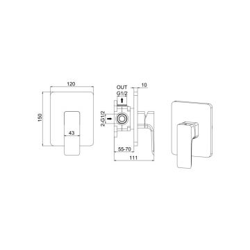 Смеситель для душа Allen Brau (Аллен Брау) Infinity 5.21015-31 с внутренней частью, черный матовый