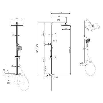Душевая стойка Allen Brau (Аллен Брау) Infinity 5.21030-31 со смесителем, черный матовый