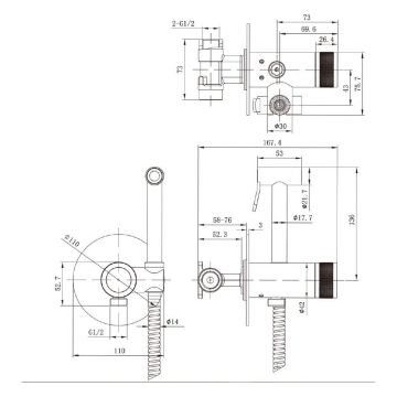 Встраиваемый смеситель с гигиеническим душем Allen Brau (Аллен Брау) Liberty 5.33005-00 с внутренней частью, хром