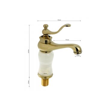 Смеситель для раковины Brimix (Бримикс) 164, золото,мрамор