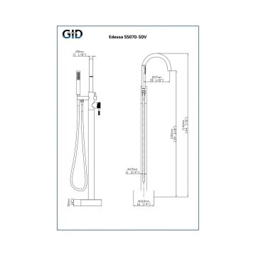 Смеситель напольный Gid EdessaL070-BM-SDV, черный матовый