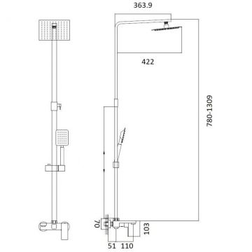 Душевая система D-Lin H10A24, черный