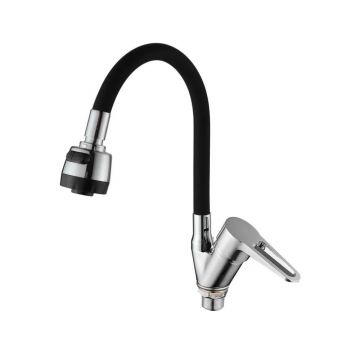 Смеситель для кухни с гибким изливом и режимом ″душ″ D-Lin (Д-Лин) D150303-1T, хром/черный
