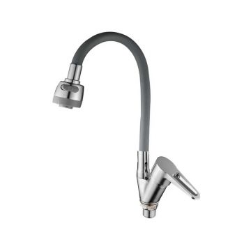 Смеситель для кухни с гибким изливом и режимом ″душ″ D-Lin (Д-Лин) D150303-2T, хром/серый