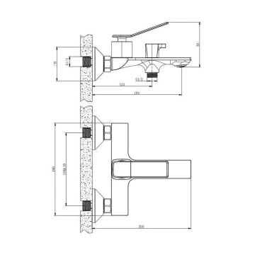 Смеситель для ванны BELZ (БЕЛЗ) B618 с аксессуарами, короткий излив (B60618) хром