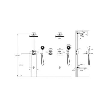 Комплект для душа Bronze de Luxe (Бронз Де Люкс) OMG! встраиваемый, термостат, 3 выхода, графит 1011GM