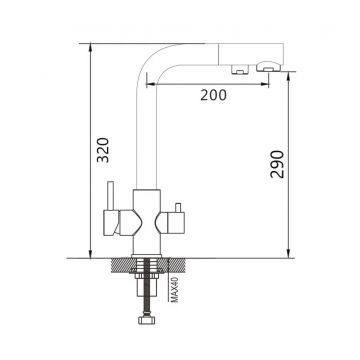 Смеситель для кухни с подключением фильтра Maretti (Маретти) Project Black PB31RZF12, черный