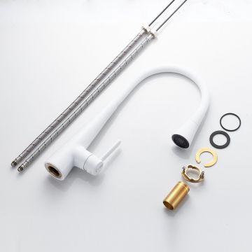 Смеситель для кухни с гибким изливом и режимом душ Rose (Розе) , белый, R213C