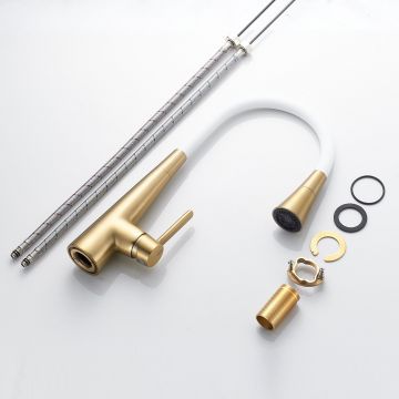 Смеситель для кухни с гибким изливом и режимом душ Rose (Розе) , золотой сатин, R213G