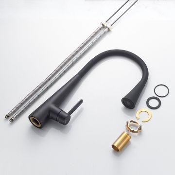 Смеситель для кухни с гибким изливом и режимом душ Rose (Розе) , черный, R213H