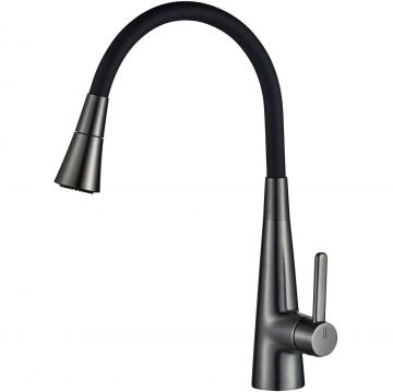 Смеситель для кухни с гибким изливом и режимом душ Rose (Розе) , оружейная сталь, R213T