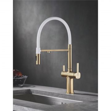 Смеситель для кухни с подключением фильтра воды Rose (Розе) , золотой сатин, R358G