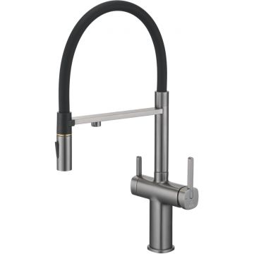 Смеситель для кухни с подключением фильтра воды Rose (Розе) , оружейная сталь, R358T