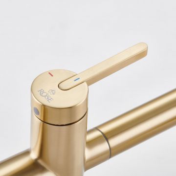 Смеситель для кухни с подключением фильтра воды Rose (Розе) , золотой сатин, R458G