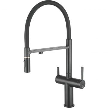 Смеситель для кухни с подключением фильтра воды Rose (Розе) , черный, R458H