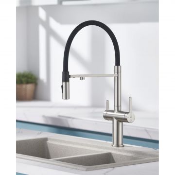 Смеситель для кухни с подключением фильтра воды Rose, сатин, R458L