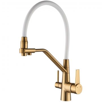 Смеситель для кухни с подключением фильтра воды Rose (Розе) , золотой сатин, R558G