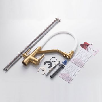 Смеситель для кухни с подключением фильтра воды Rose (Розе) , золотой сатин, R558G