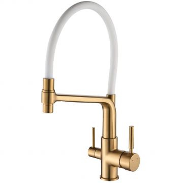 Смеситель для кухни с подключением фильтра воды Rose (Розе) , золотой сатин, R658G