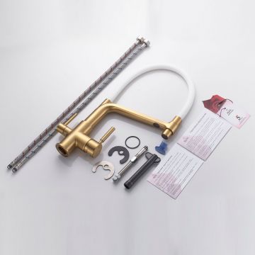 Смеситель для кухни с подключением фильтра воды Rose (Розе) , золотой сатин, R658G