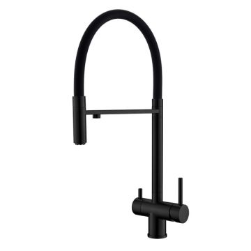 Смеситель для кухни с гибким изливом и подключением фильтра WesnaArt (Весна Арт) EKO05-160MatBlack, черный