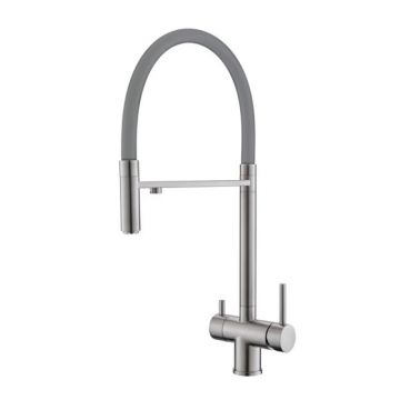 Смеситель для кухни с гибким изливом и подключением фильтра WesnaArt (Весна Арт) EKO05-161, сатин