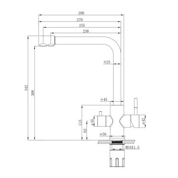 Смеситель для кухни с подключением фильтра WesnaArt EKO05-151Black, черный