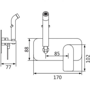 Гигиенический душ со смесителем Shevanik (Шеваник) , оружейная сталь, S4105T