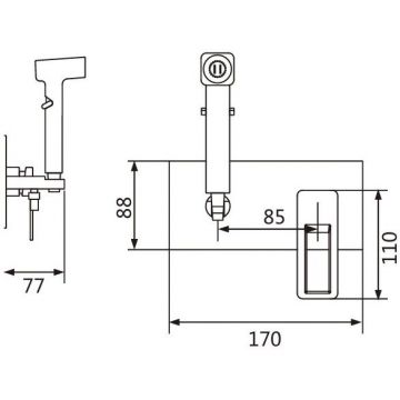 Гигиенический душ со смесителем Shevanik (Шеваник) , оружейная сталь, S6805T